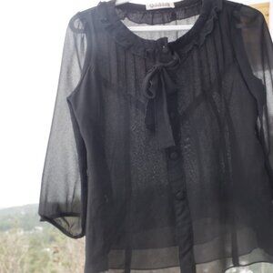 Black Shear Blouse By Qianyixiu